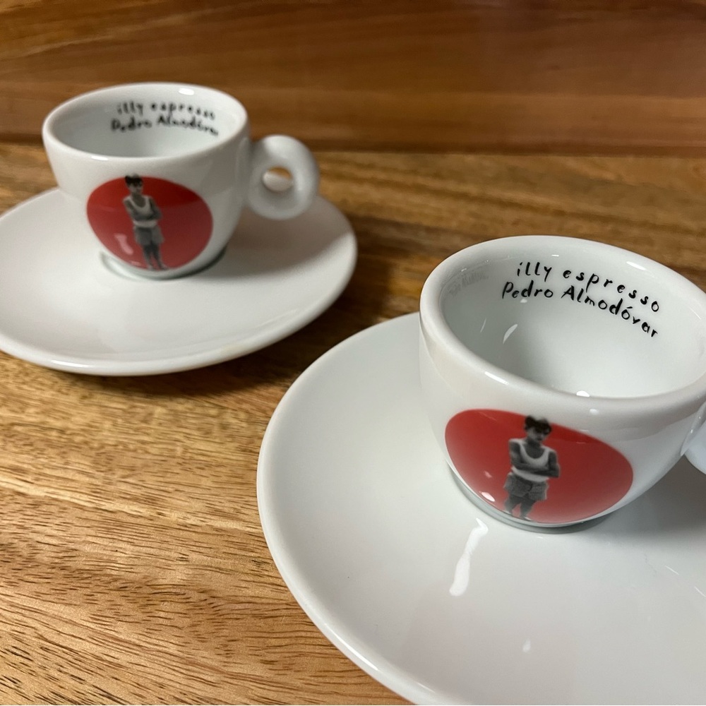 Illy Pedro Almodovar Espresso edition cups and saucers